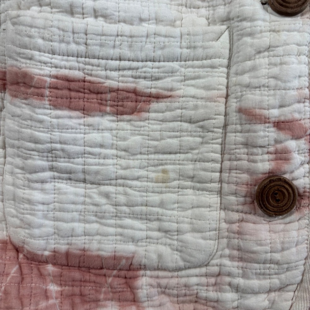 Emerson Fry India Collection Organic Cotton Quilted Gauze Jacket Pink White L - Picture 3 of 11
